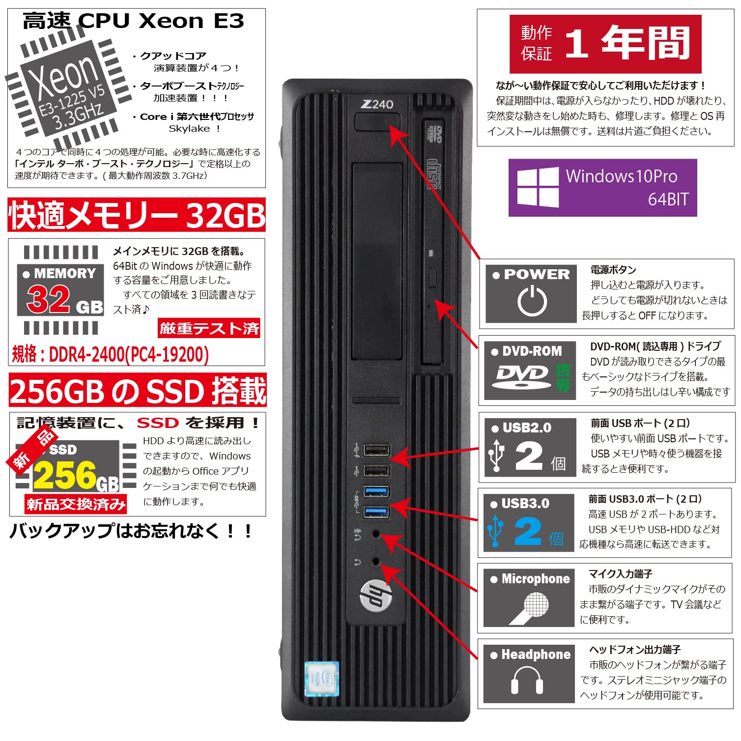 Amazon.co.jp: 中古パソコン HP Z240 SFF WorkStation Windows10